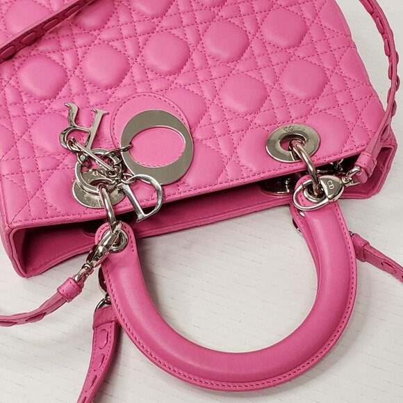 Christian Dior Lady Dior Lambskin Pink Leather Medium Satchel Bag lux1525-091225 - Picture 8 of 15